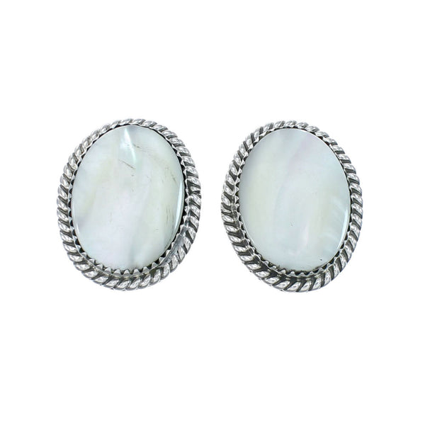 Mother of Pearl Navajo Sterling Silver Post Earrings AX130176